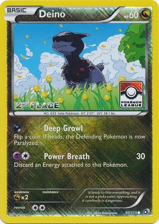 Deino (97/113) (League Promo 2nd Place) [Black & White: Legendary Treasures] | Game Master's Emporium (The New GME)