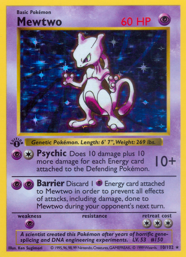 Mewtwo (10/102) (Shadowless) [Base Set 1st Edition] | Game Master's Emporium (The New GME)