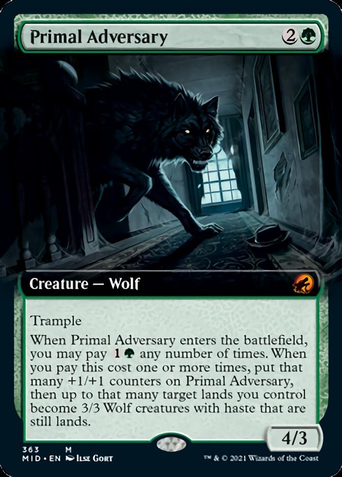 Primal Adversary (Extended Art) [Innistrad: Midnight Hunt] | Game Master's Emporium (The New GME)