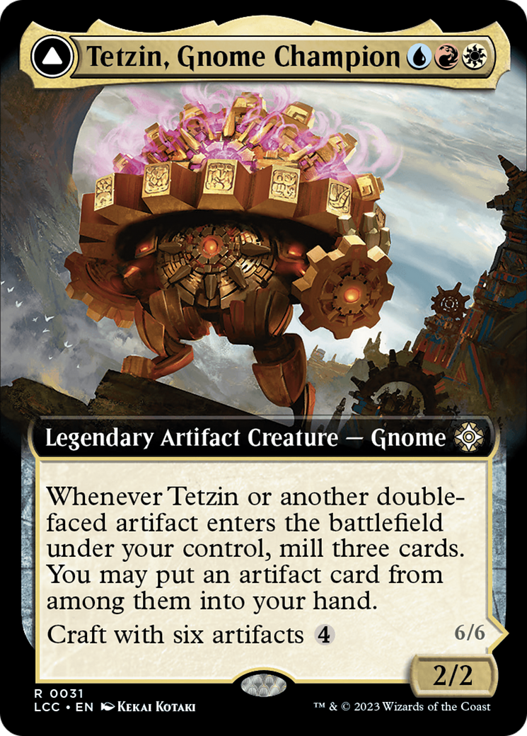 Tetzin, Gnome Champion // The Golden-Gear Colossus (Extended Art) [The Lost Caverns of Ixalan Commander] | Game Master's Emporium (The New GME)