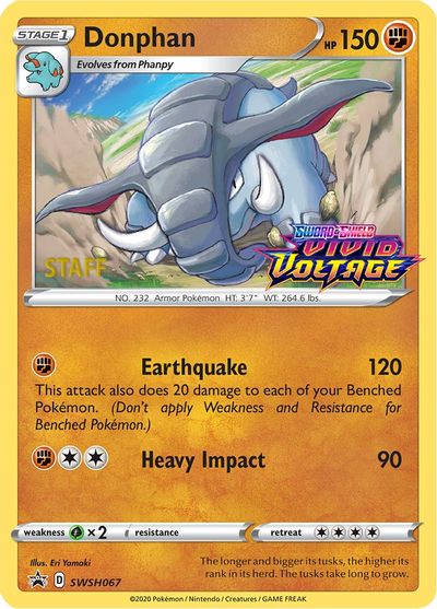 Donphan (SWSH067) (Staff Prerelease Promo) [Sword & Shield: Black Star Promos] | Game Master's Emporium (The New GME)