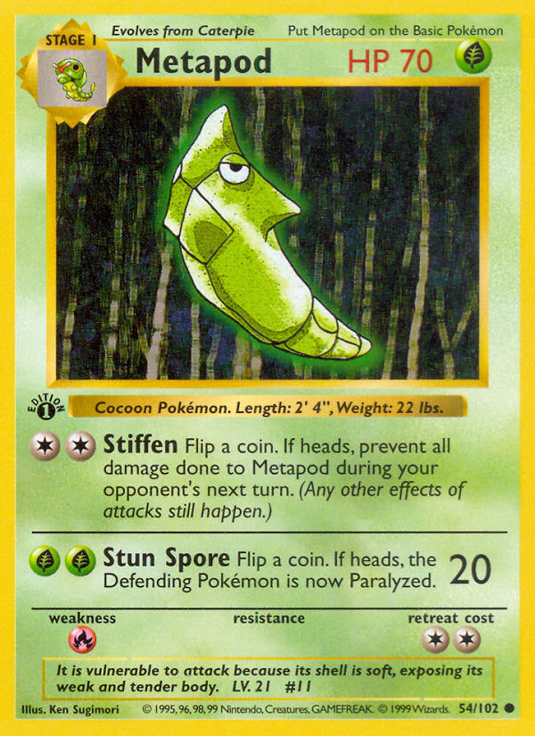 Metapod (54/102) (Shadowless) [Base Set 1st Edition] | Game Master's Emporium (The New GME)