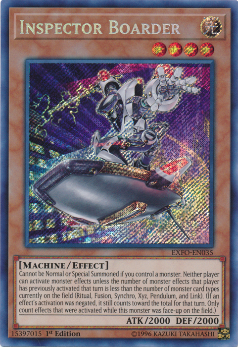 Inspector Boarder [EXFO-EN035] Secret Rare | Game Master's Emporium (The New GME)