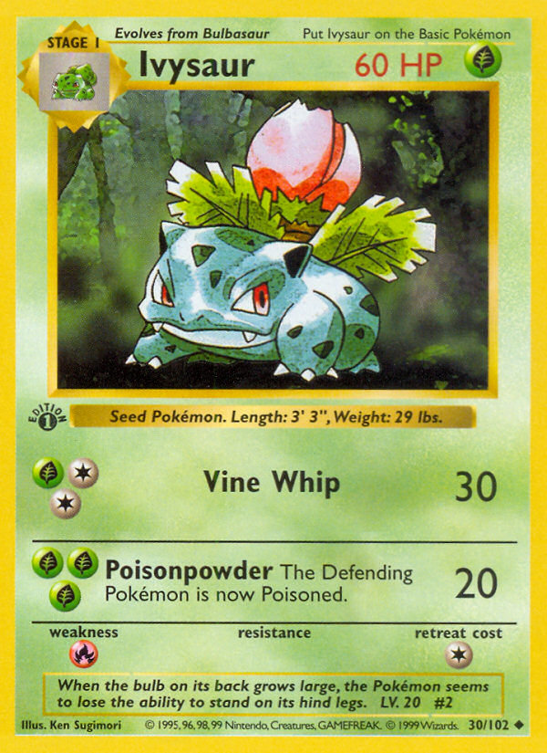 Ivysaur (30/102) (Shadowless) [Base Set 1st Edition] | Game Master's Emporium (The New GME)
