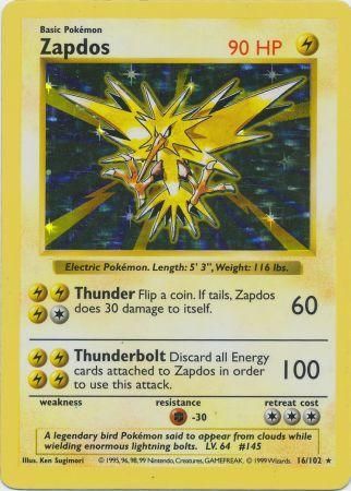 Zapdos (16/102) [Base Set Shadowless Unlimited] | Game Master's Emporium (The New GME)