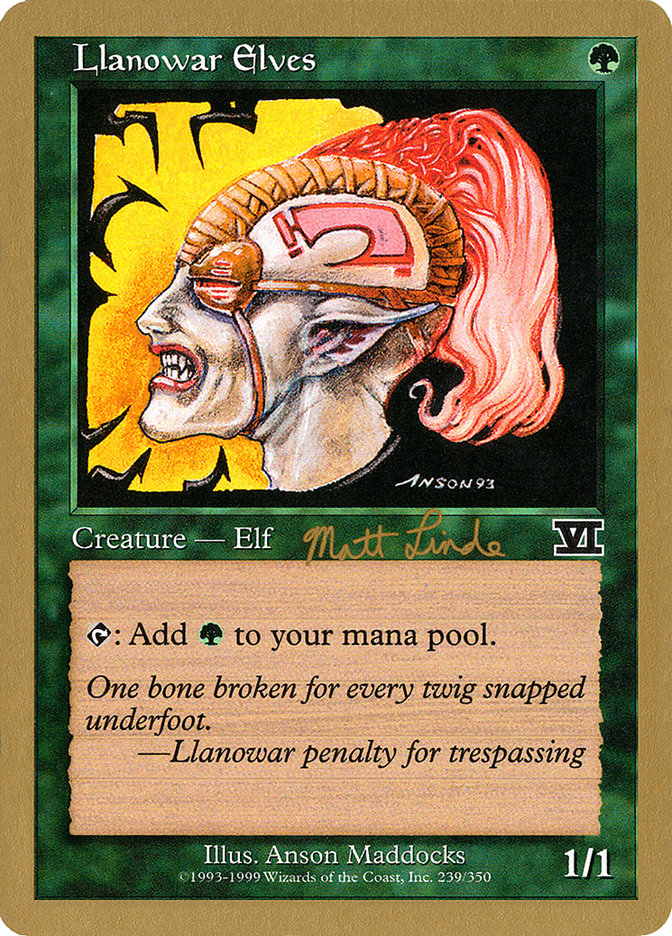 Llanowar Elves (Matt Linde) [World Championship Decks 1999] | Game Master's Emporium (The New GME)