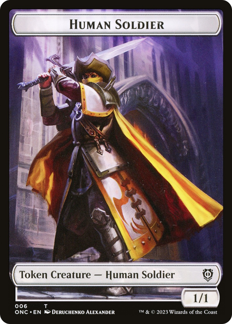 Human Soldier // Elephant Double-Sided Token [Phyrexia: All Will Be One Commander Tokens] | Game Master's Emporium (The New GME)