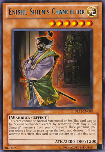 Enishi, Shien's Chancellor (Blue) [DL12-EN009] Rare | Game Master's Emporium (The New GME)