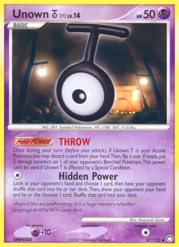 Unown T (67/123) [Diamond & Pearl: Mysterious Treasures] | Game Master's Emporium (The New GME)