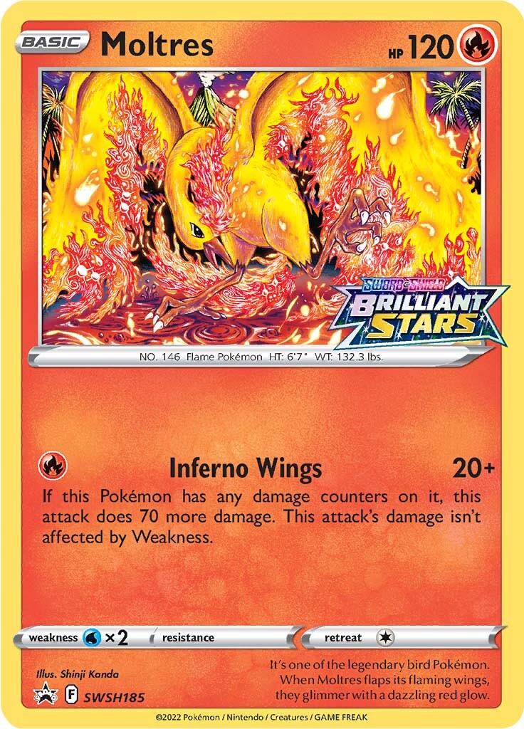 Moltres (SWSH185) (Prerelease Promo) [Sword & Shield: Black Star Promos] | Game Master's Emporium (The New GME)