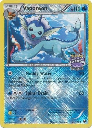 Vaporeon (25/108) (State Province Championship 2013 Promo) [Black & White: Dark Explorers] | Game Master's Emporium (The New GME)