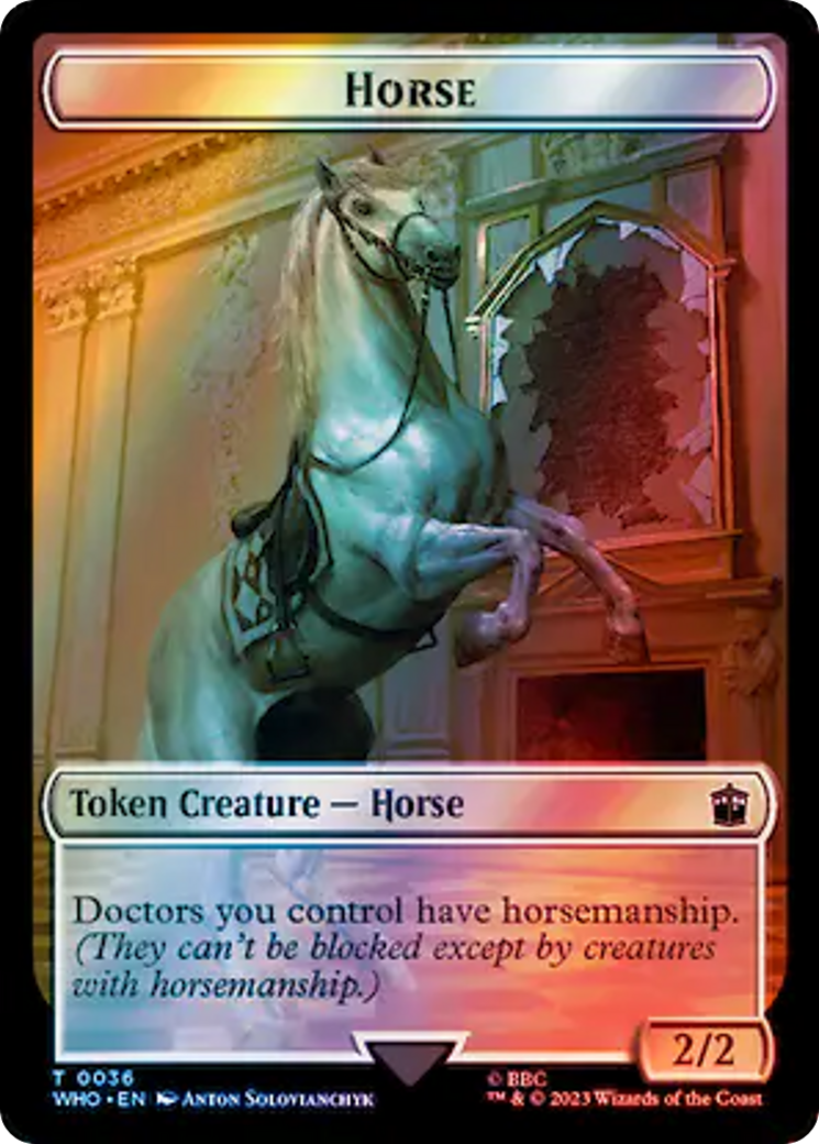 Horse // Clue (0053) Double-Sided Token (Surge Foil) [Doctor Who Tokens] | Game Master's Emporium (The New GME)