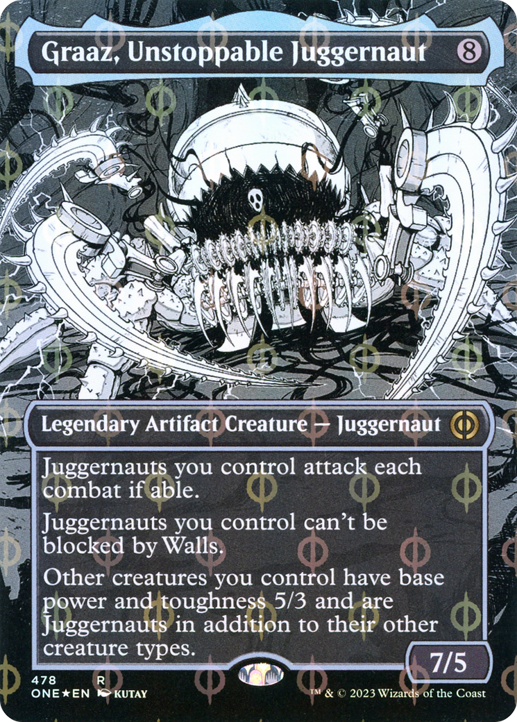 Graaz, Unstoppable Juggernaut (Borderless Manga Step-and-Compleat Foil) [Phyrexia: All Will Be One] | Game Master's Emporium (The New GME)