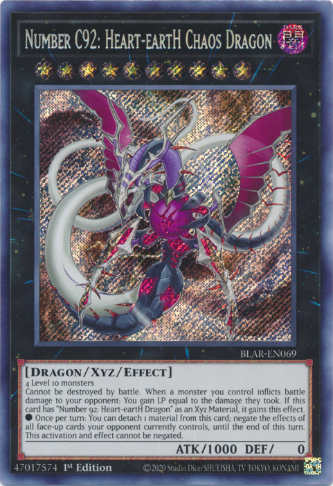 Number C92: Heart-eartH Chaos Dragon [BLAR-EN069] Secret Rare | Game Master's Emporium (The New GME)