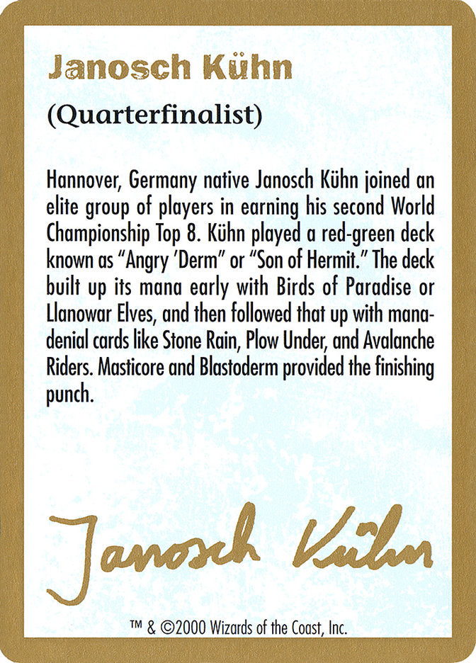 Janosch Kuhn Bio (2000) [World Championship Decks 2000] | Game Master's Emporium (The New GME)