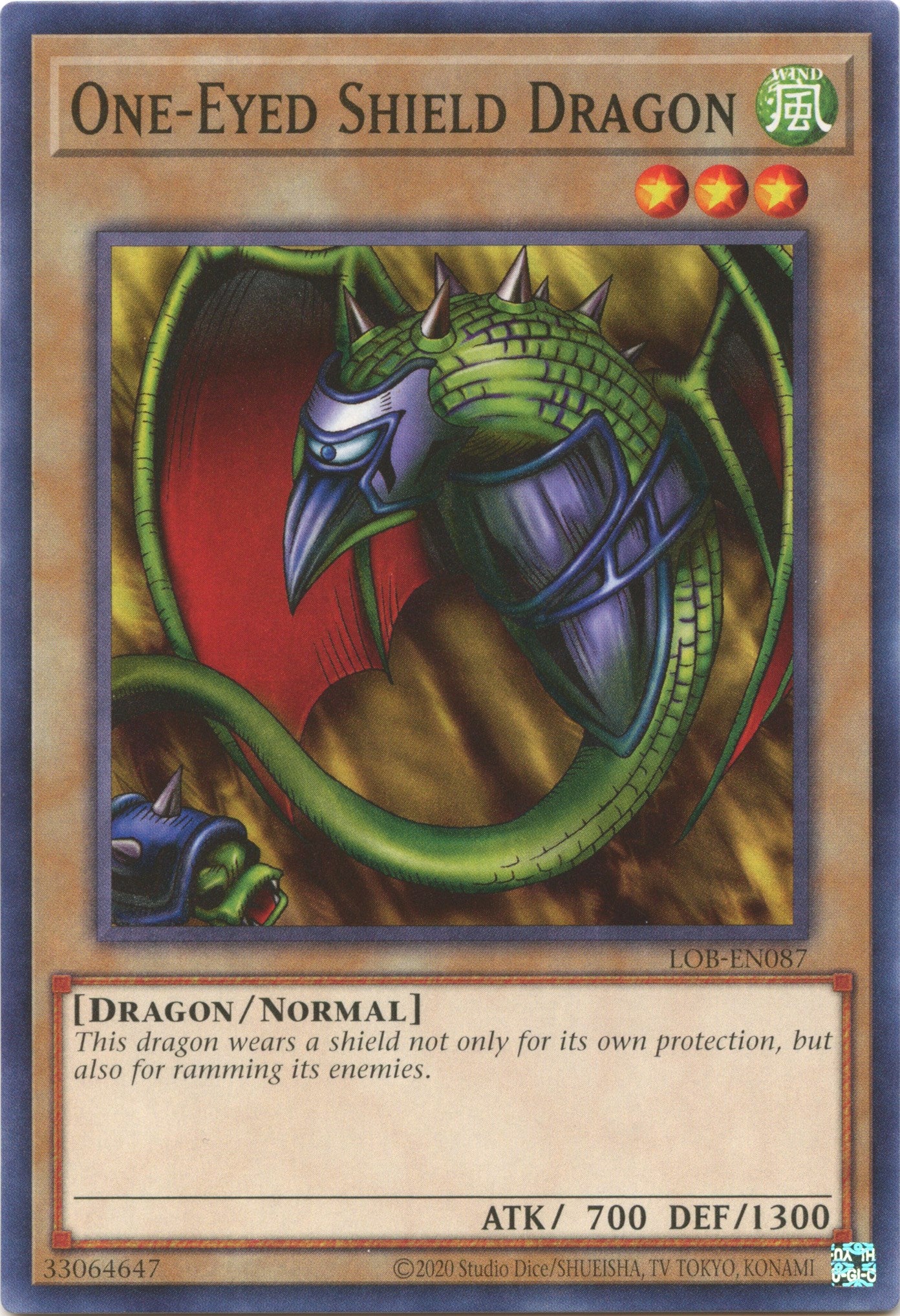 One-Eyed Shield Dragon (25th Anniversary) [LOB-EN087] Common | Game Master's Emporium (The New GME)