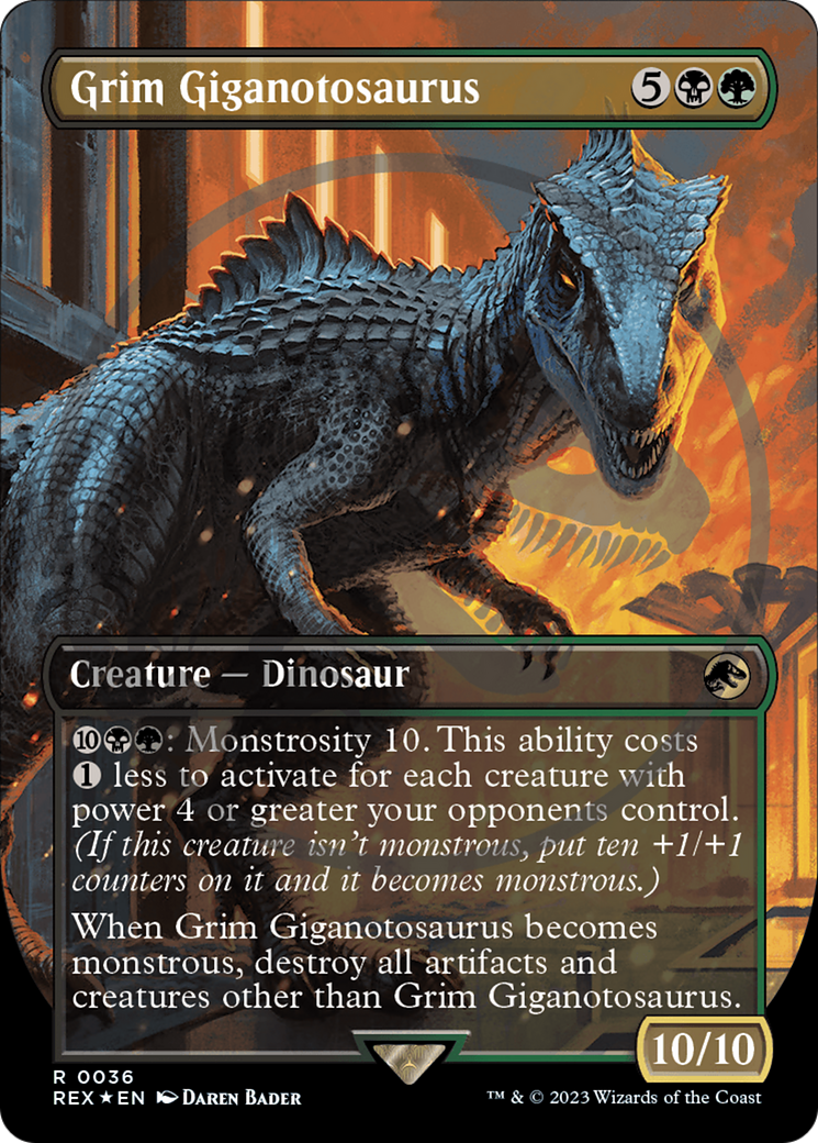 Grim Giganotosaurus (Emblem) (Borderless) [Jurassic World Collection Tokens] | Game Master's Emporium (The New GME)