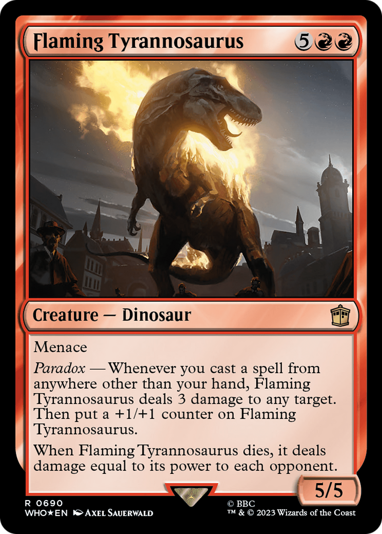 Flaming Tyrannosaurus (Surge Foil) [Doctor Who] | Game Master's Emporium (The New GME)