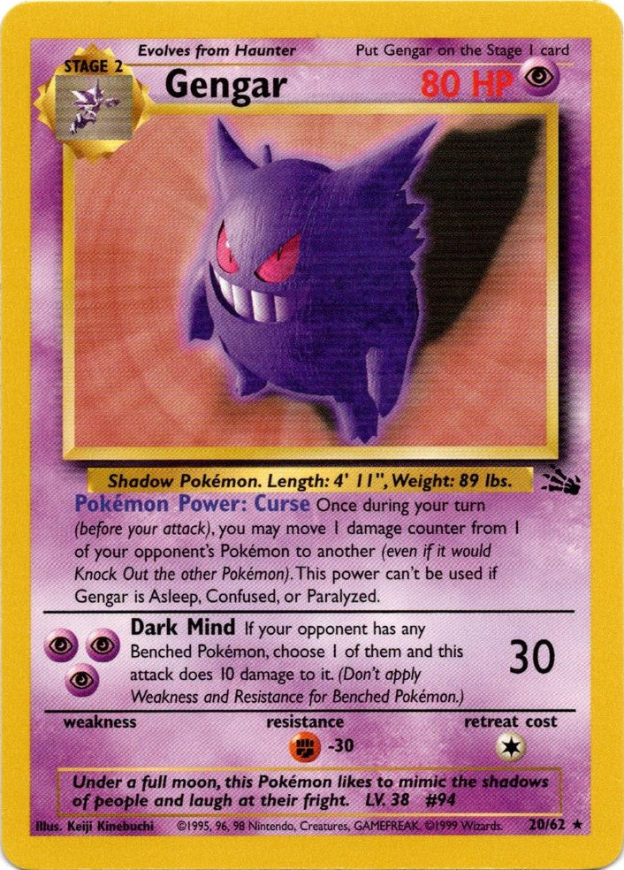 Gengar (20/62) [Fossil Unlimited] | Game Master's Emporium (The New GME)