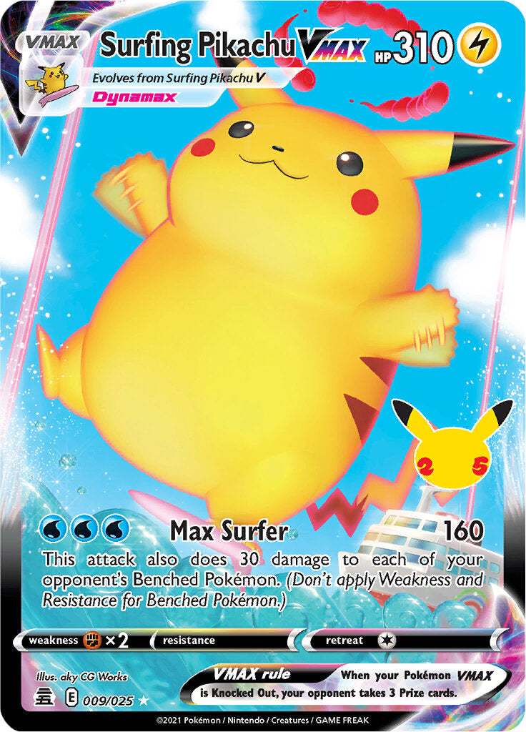 Surfing Pikachu VMAX (009/025) [Celebrations: 25th Anniversary] | Game Master's Emporium (The New GME)