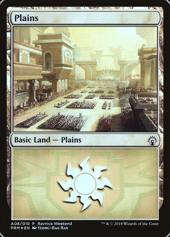 Plains (A08) [Ravnica Allegiance Ravnica Weekend] | Game Master's Emporium (The New GME)