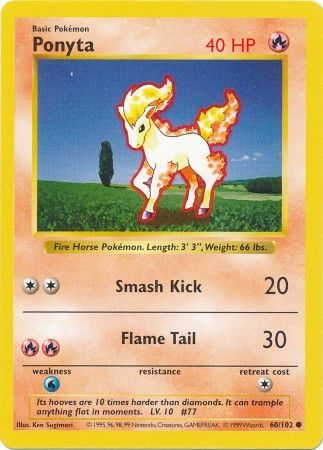 Ponyta (60/102) [Base Set Shadowless Unlimited] | Game Master's Emporium (The New GME)