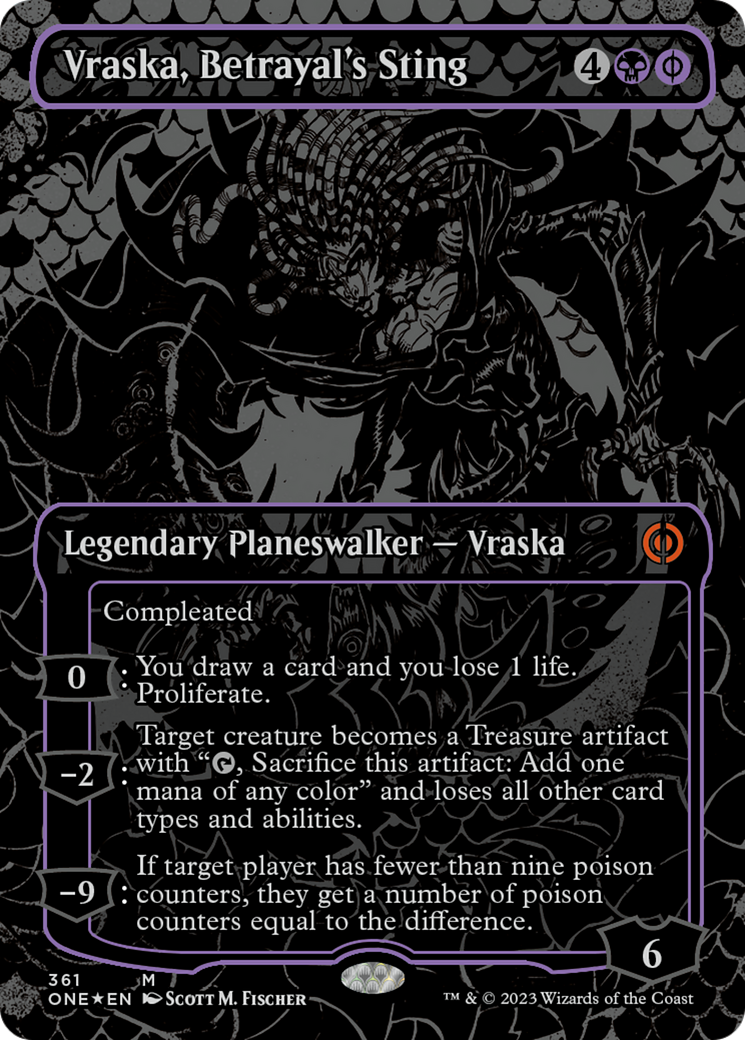 Vraska, Betrayal's Sting (Oil Slick Raised Foil) [Phyrexia: All Will Be One] | Game Master's Emporium (The New GME)