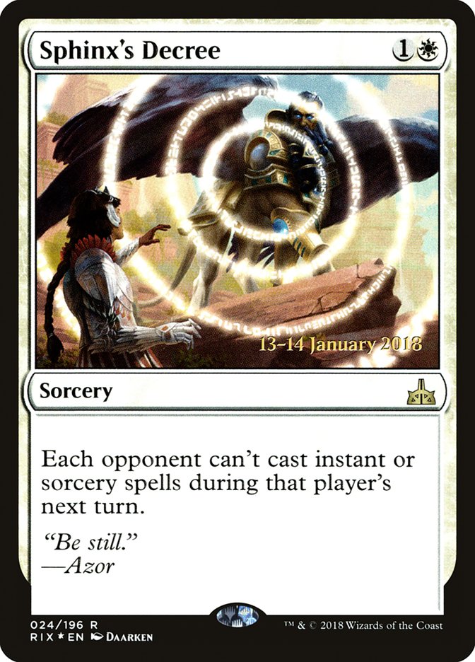 Sphinx's Decree [Rivals of Ixalan Prerelease Promos] | Game Master's Emporium (The New GME)