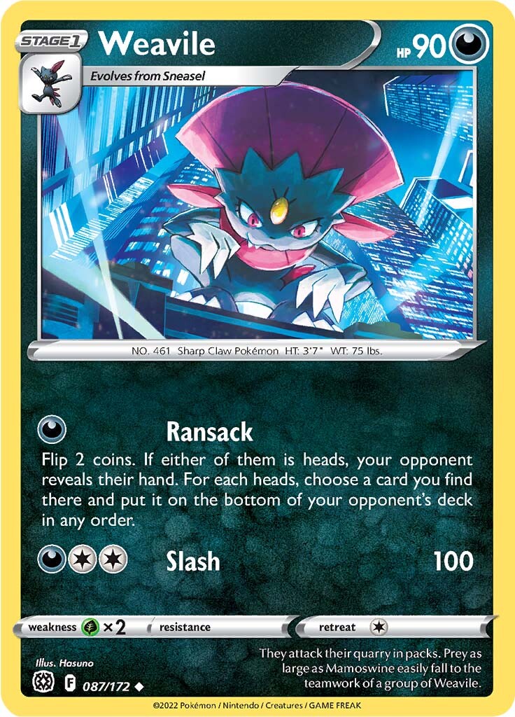 Weavile (087/172) [Sword & Shield: Brilliant Stars] | Game Master's Emporium (The New GME)