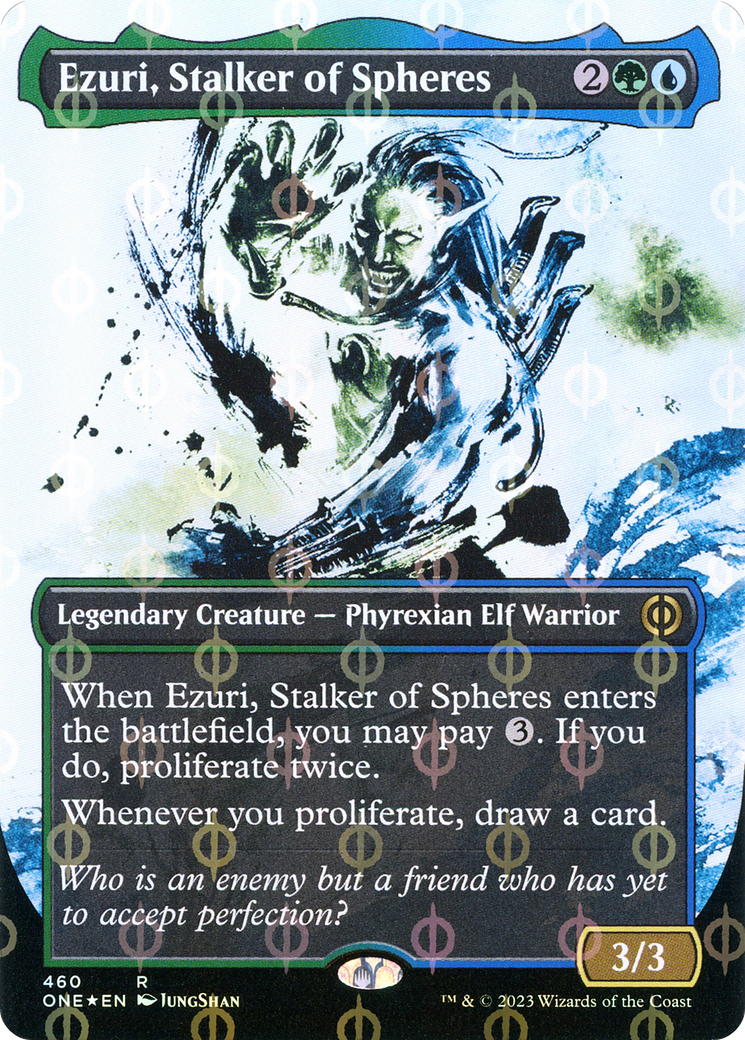 Ezuri, Stalker of Spheres (Borderless Ichor Step-and-Compleat Foil) [Phyrexia: All Will Be One] | Game Master's Emporium (The New GME)