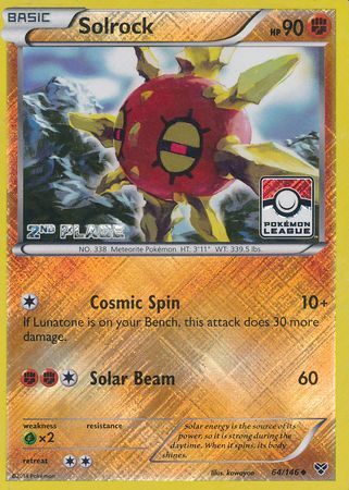 Solrock (64/146) (2nd Place League Challenge Promo) [XY: Base Set] | Game Master's Emporium (The New GME)