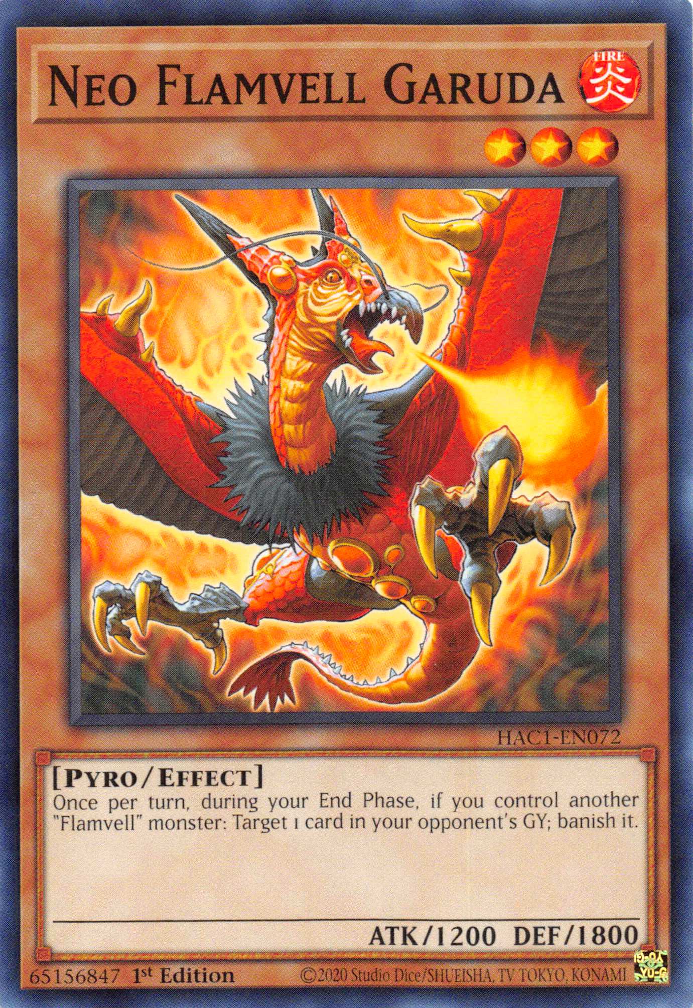 Neo Flamvell Garuda (Duel Terminal) [HAC1-EN072] Parallel Rare | Game Master's Emporium (The New GME)