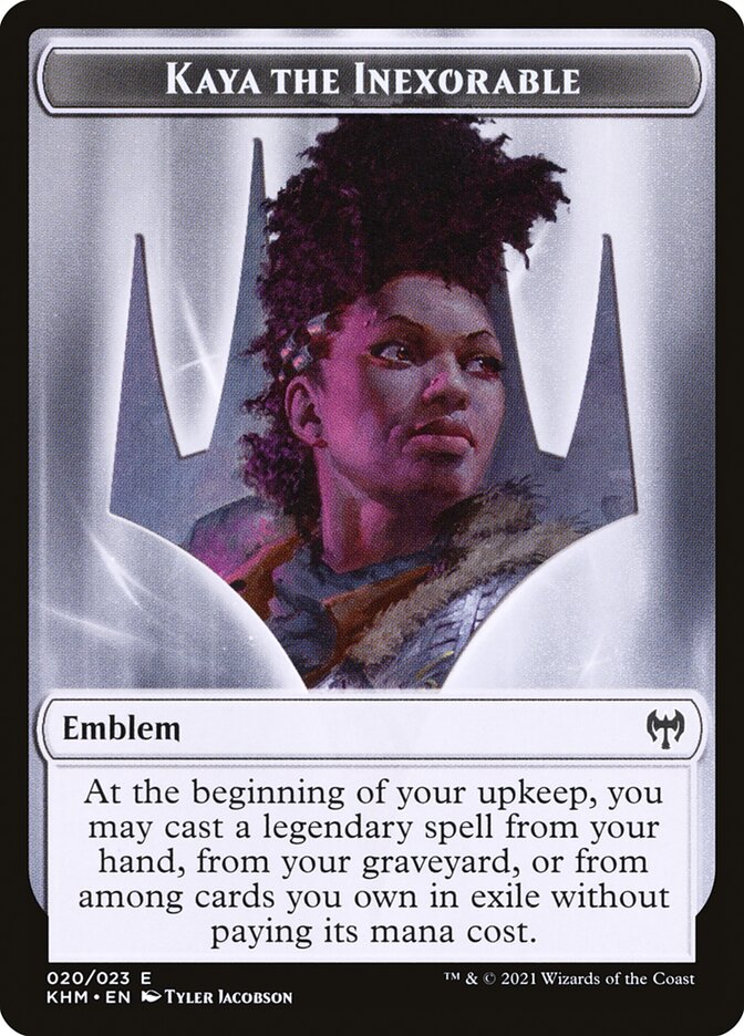 Human Warrior // Kaya, the Inexorable Emblem Double-Sided Token [Kaldheim Tokens] | Game Master's Emporium (The New GME)