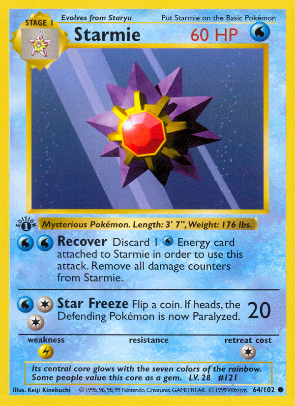 Starmie (64/102) (Shadowless) [Base Set 1st Edition] | Game Master's Emporium (The New GME)