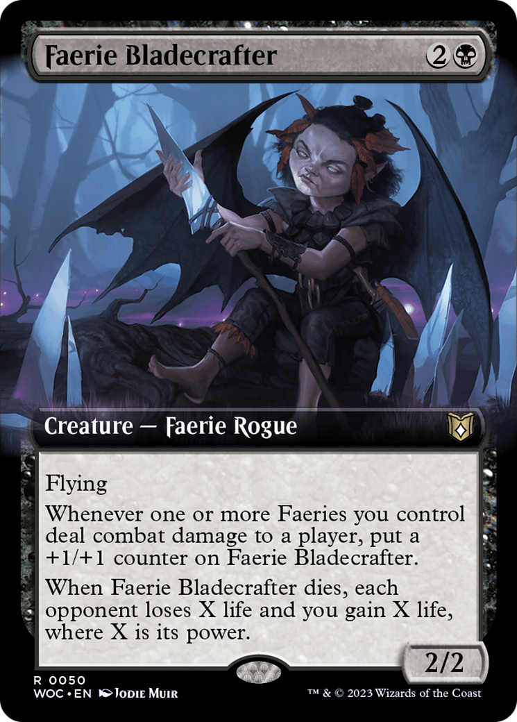 Faerie Bladecrafter (Extended Art) [Wilds of Eldraine Commander] | Game Master's Emporium (The New GME)