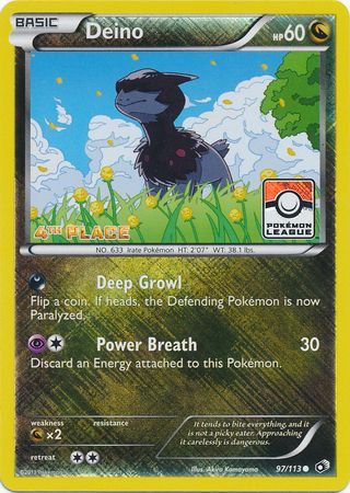 Deino (97/113) (League Promo 4th Place) [Black & White: Legendary Treasures] | Game Master's Emporium (The New GME)