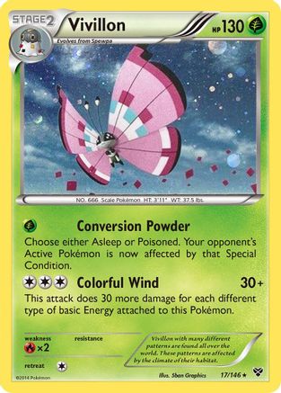 Vivillon (17/146) (Meadow Form/Pink Wings) (Cosmos Holo) [XY: Base Set] | Game Master's Emporium (The New GME)