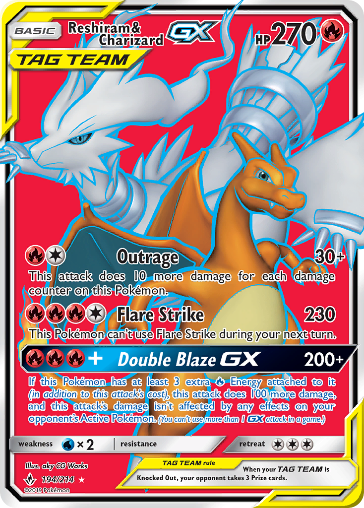 Reshiram & Charizard GX (194/214) [Sun & Moon: Unbroken Bonds] | Game Master's Emporium (The New GME)