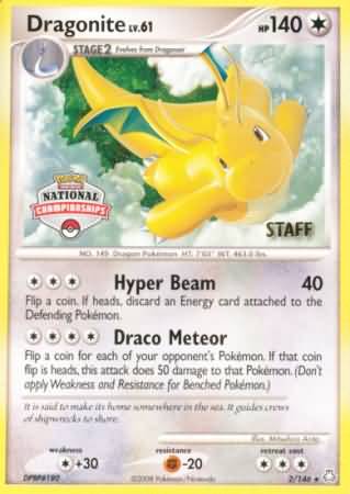 Dragonite (2/146) (National Championship Staff) [Diamond & Pearl: Legends Awakened] | Game Master's Emporium (The New GME)