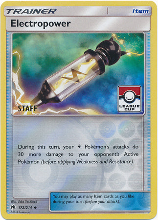 Electropower (172/214) (League Promo Staff) [Sun & Moon: Lost Thunder] | Game Master's Emporium (The New GME)