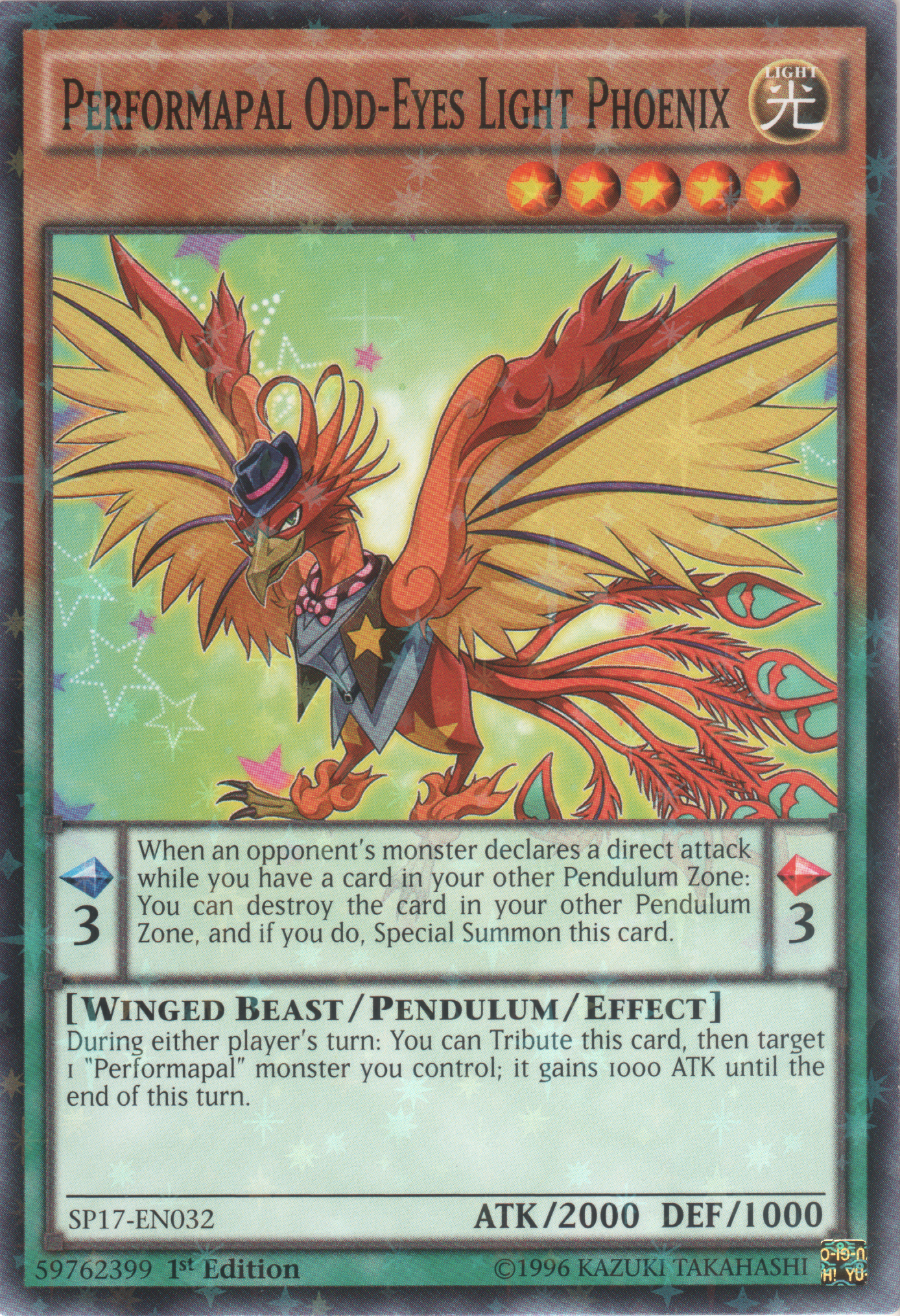 Performapal Odd-Eyes Light Phoenix [SP17-EN032] Starfoil Rare | Game Master's Emporium (The New GME)