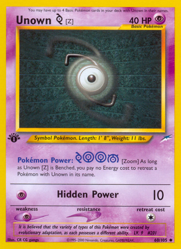 Unown [Z] (60/105) [Neo Destiny 1st Edition] | Game Master's Emporium (The New GME)