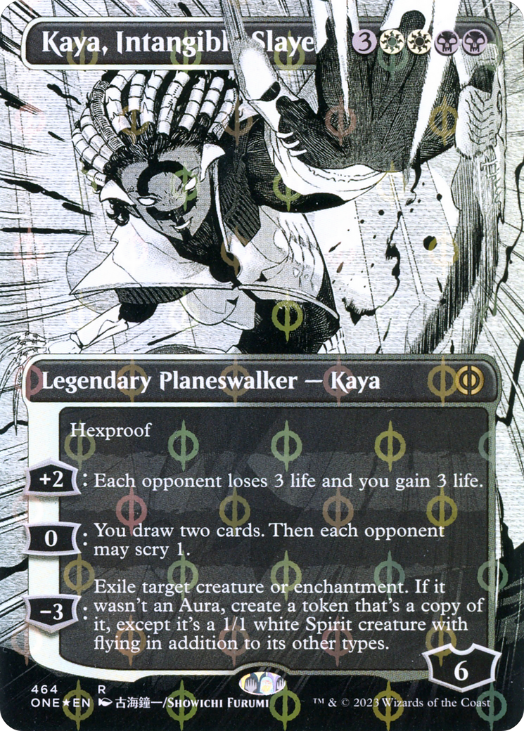 Kaya, Intangible Slayer (Borderless Manga Step-and-Compleat Foil) [Phyrexia: All Will Be One] | Game Master's Emporium (The New GME)