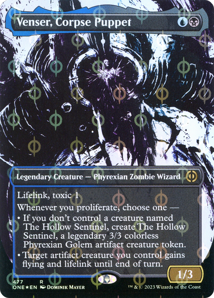 Venser, Corpse Puppet (Borderless Ichor Step-and-Compleat Foil) [Phyrexia: All Will Be One] | Game Master's Emporium (The New GME)