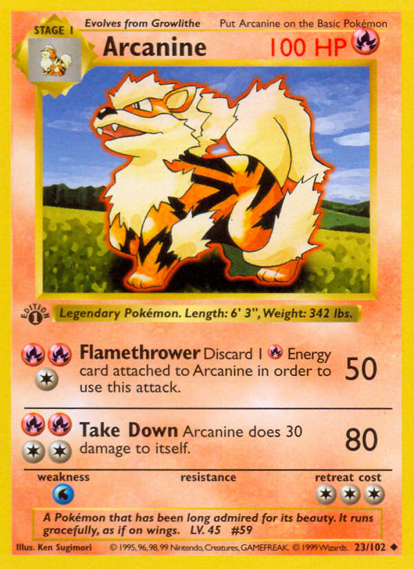 Arcanine (23/102) (Shadowless) [Base Set 1st Edition] | Game Master's Emporium (The New GME)
