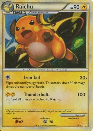 Raichu (30/30) [HeartGold & SoulSilver: Trainer Kit - Raichu] | Game Master's Emporium (The New GME)