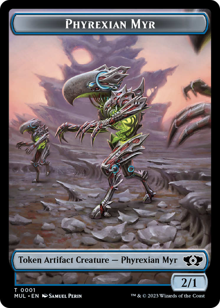 Phyrexian Myr // Wrenn and Realmbreaker Emblem Double-Sided Token [March of the Machine Tokens] | Game Master's Emporium (The New GME)