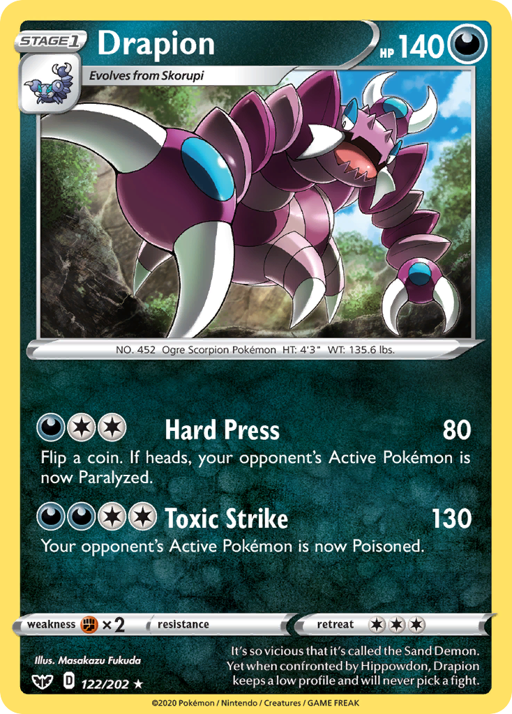 Drapion (122/202) [Sword & Shield: Base Set] | Game Master's Emporium (The New GME)