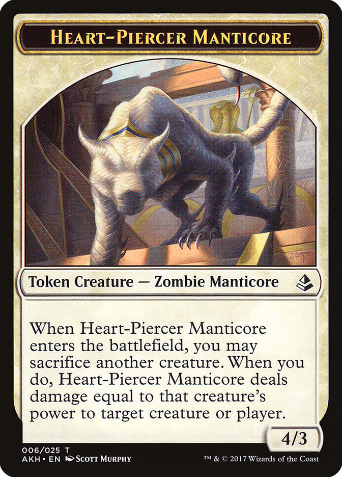 Heart-Piercer Manticore // Warrior Double-Sided Token [Amonkhet Tokens] | Game Master's Emporium (The New GME)