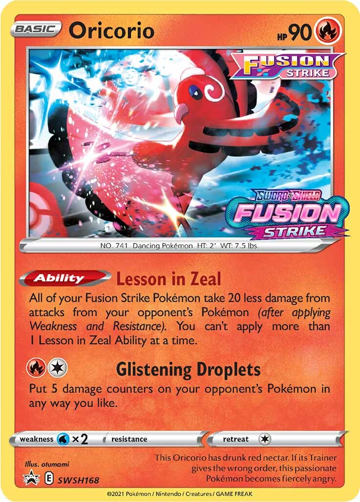 Oricorio (SWSH168) (Prerelease Promo) [Sword & Shield: Black Star Promos] | Game Master's Emporium (The New GME)